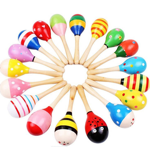 Wooden Ball Sand Hammer Rattle Learning Musical