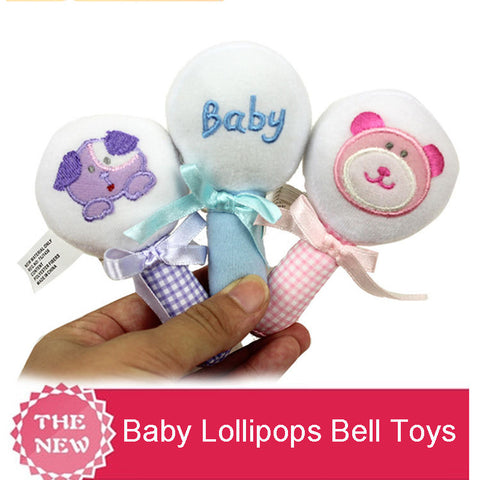 Bear Dog Baby Lollipops Bell Hand Grasp Plush Toys
